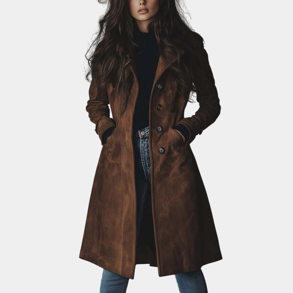 Sienna | Elegantný semišový trenčkot