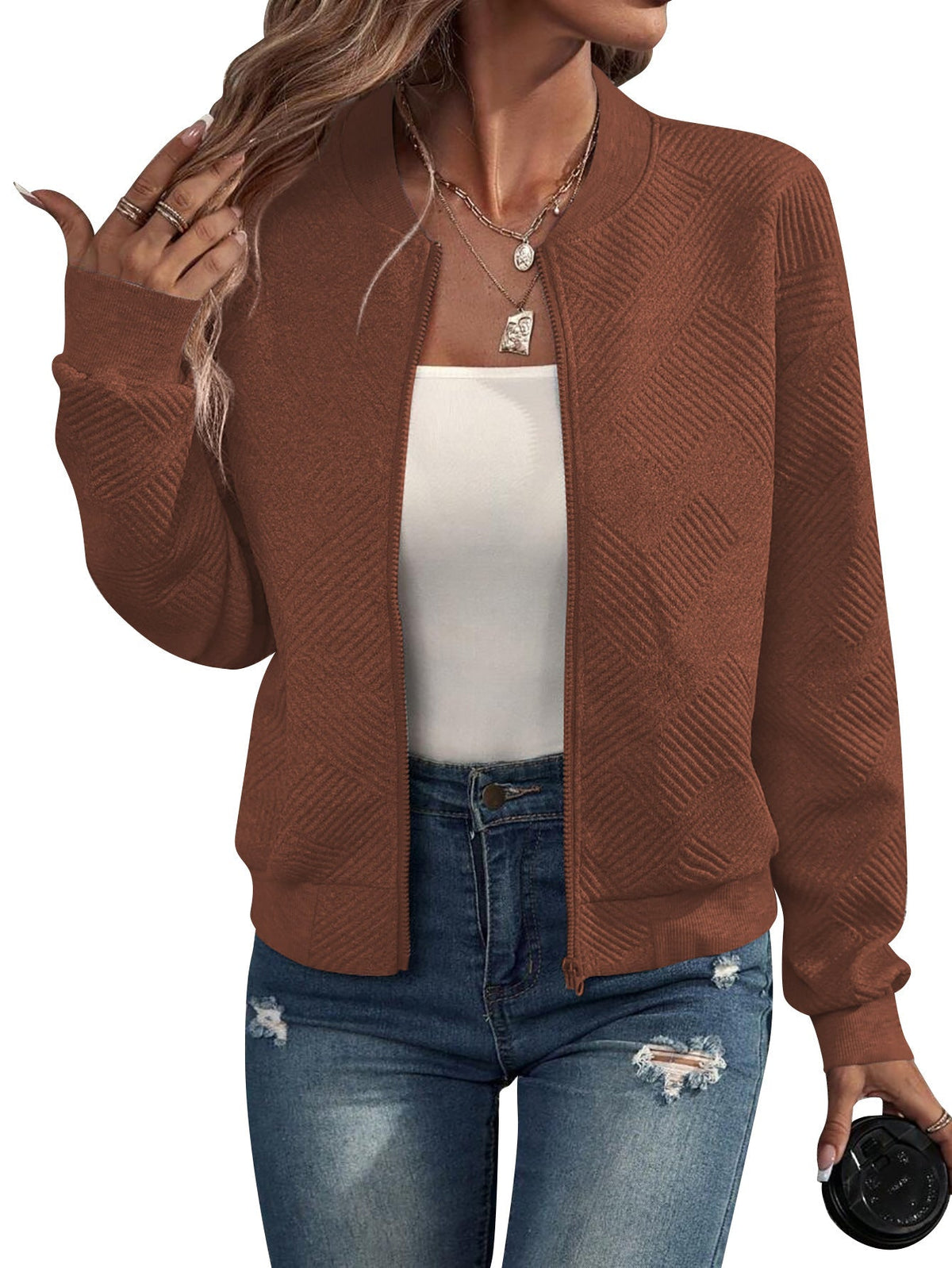 Dora – Štruktúrovaná bomber bunda na zips