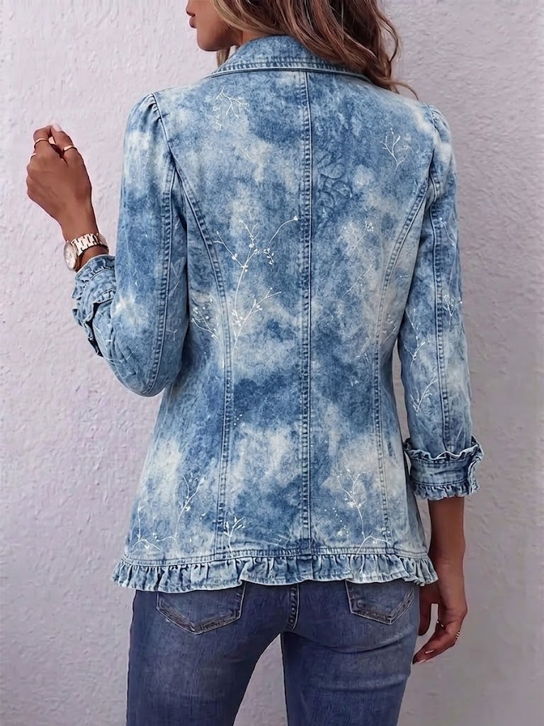 Sofia | Boho bunda s volánmi a vintage botanickou potlačou s prechodom farieb