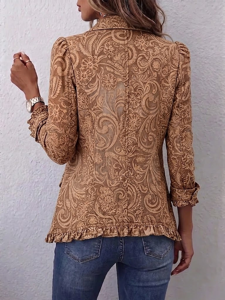 Madison | Vintage boho bunda s volánmi a kvetinovou potlačou